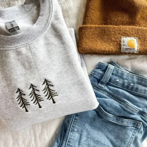 Pine Tree Trio Embroidered Crewneck Sweatshirt