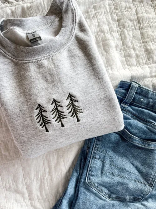 Pine Tree Trio Embroidered Crewneck Sweatshirt - Image 3