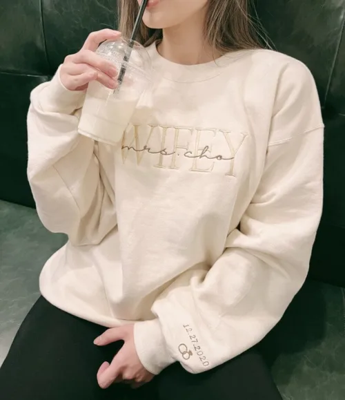 Personalized Embroidered Wife Sweatshirt - Image 3