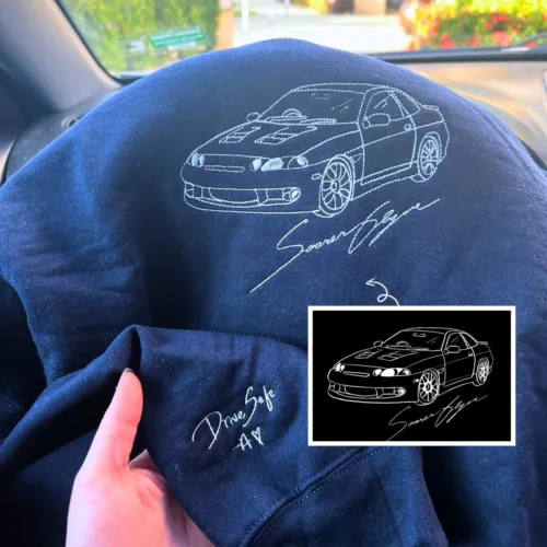 Custom Embroidered Trucker Hoodie from Your Photo, Personalized Gift for Truck Lover - Image 2