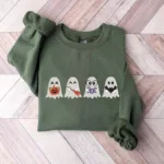 Embroidered Cute Ghost Sweatshirt, Embroidered Halloween Shirt