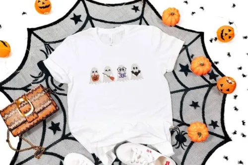 Embroidered Cute Ghost Sweatshirt, Embroidered Halloween Shirt - Image 4