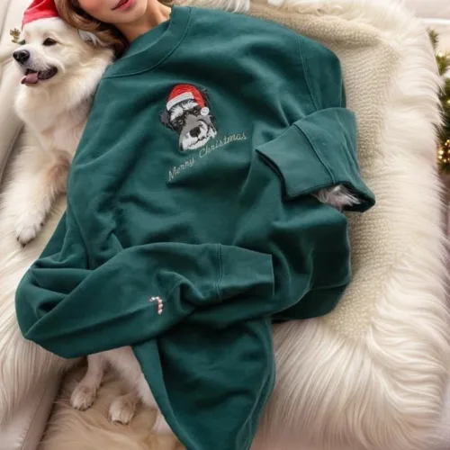 Christmas Edition Custom Pet Portrait Embroidered Sweatshirt - Image 3