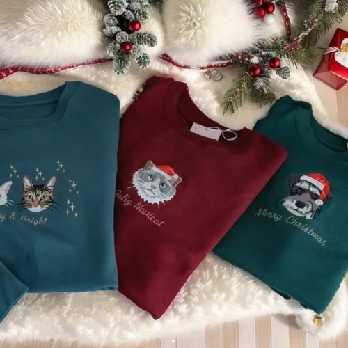 Christmas Edition Custom Pet Portrait Embroidered Sweatshirt