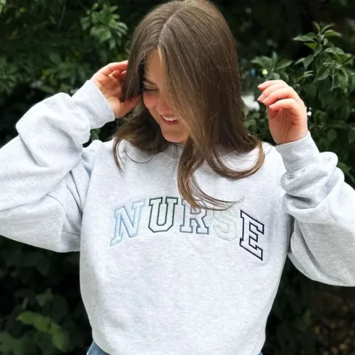 Embroidered Blue-Green NURSE Athletic Gemma Sweatshirt - Image 5