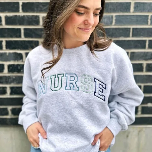 Embroidered Blue-Green NURSE Athletic Gemma Sweatshirt