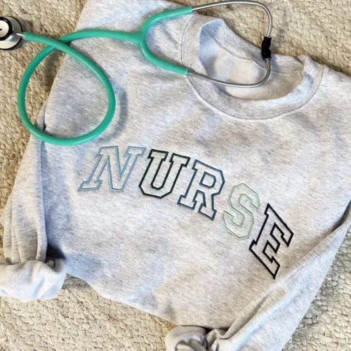 Embroidered Blue-Green NURSE Athletic Gemma Sweatshirt - Image 2