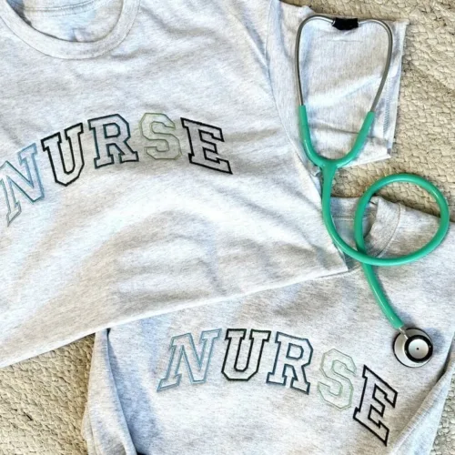 Embroidered Blue-Green NURSE Athletic Gemma Sweatshirt - Image 3