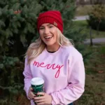Embroidered Merry Crew Neck Sweatshirt, Christmas Embroidered Sweatshirt - Image 6