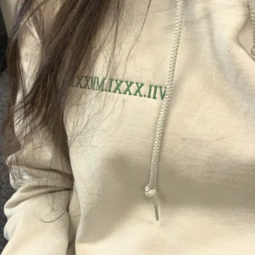 Embroidered Roman Numeral Sweatshirt, Hoodie - Image 6