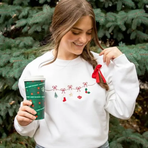 Traditional Christmas Garland Embroidered Gemma Sweatshirt