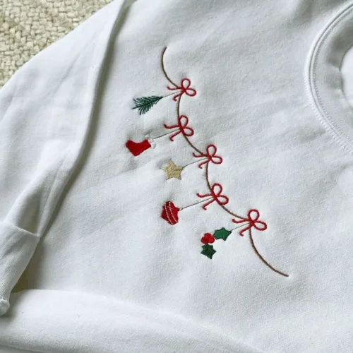 Traditional Christmas Garland Embroidered Gemma Sweatshirt - Image 7