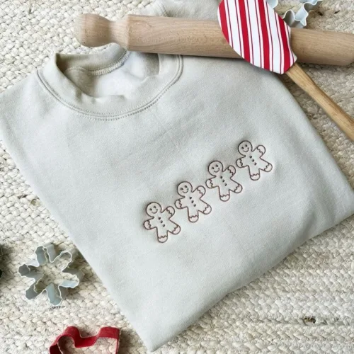 Gingerbread Men Embroidered Sweatshirt