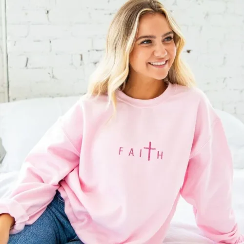 Custom Embroidered FAITH Crewneck Sweatshirt - Image 6