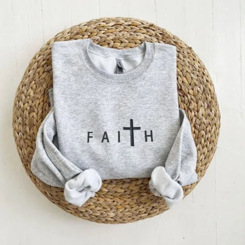 Custom Embroidered FAITH Crewneck Sweatshirt - Image 5