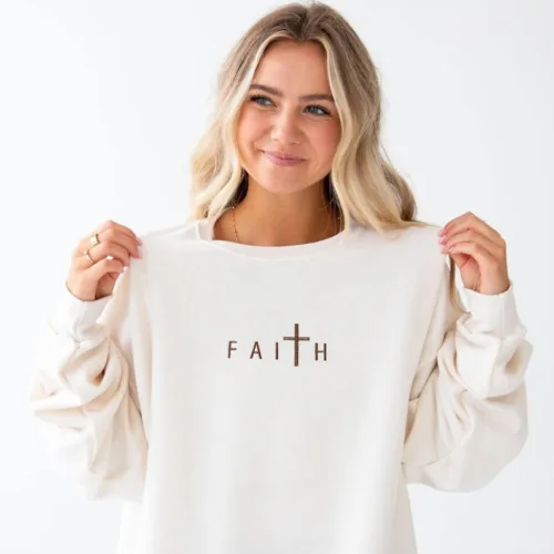 Custom Embroidered FAITH Crewneck Sweatshirt - Image 2