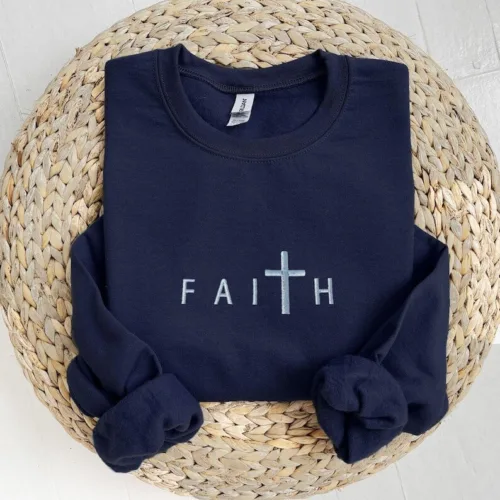 Custom Embroidered FAITH Crewneck Sweatshirt - Image 7