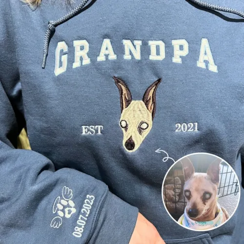 Custom Embroidered Sweatshirt with Dog Face - Image 3