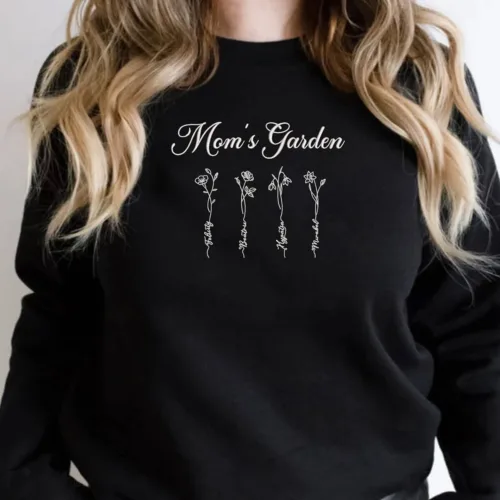 Personalized Birth Flower Mom Sweatshirt or Hoodie - Embroidered - Image 5