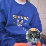 Custom Embroidered Varsity Cat Face Sweatshirt from Photo - Image 3