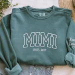 Custom Embroidered Mimi Sweatshirt With Grandkids Names, Grandma Sweatshirt